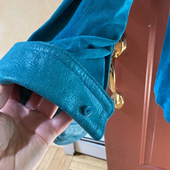 NWT Terry Lewis Suede Jacket Teal - Picture 7 of 10